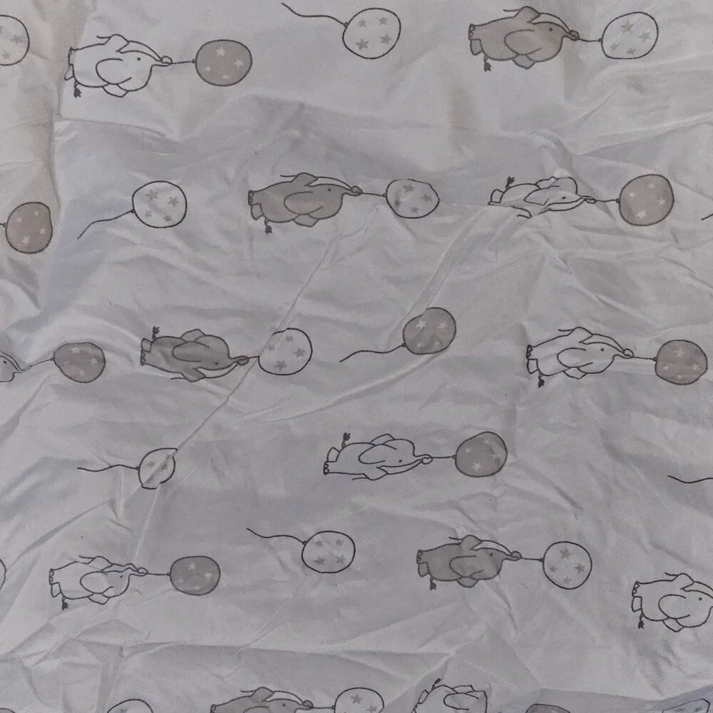 Manhattan Kids Elephant Balloons Comforter Crib Sheet Set White Gray Nursery